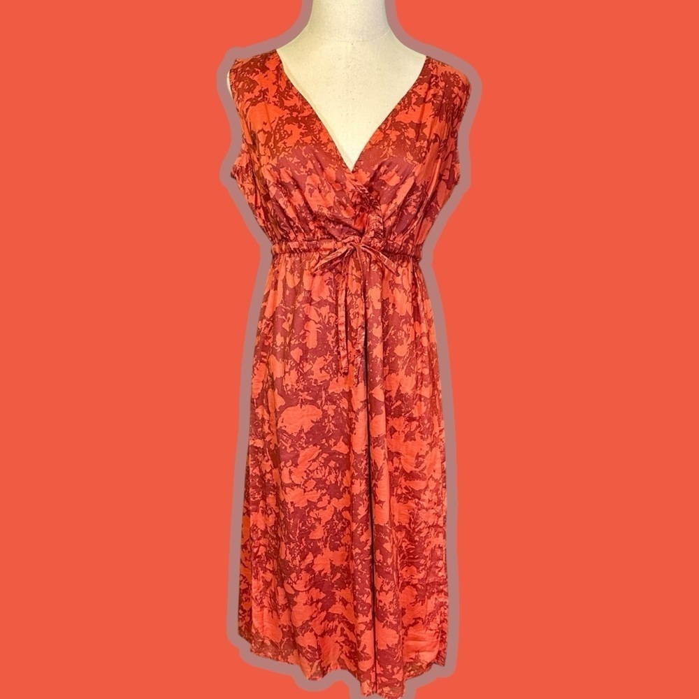 NWT Eddie Bauer ‘Drawstring Waist Faux Wrap Dress’ in “Bittersweet” Orange Sz 8